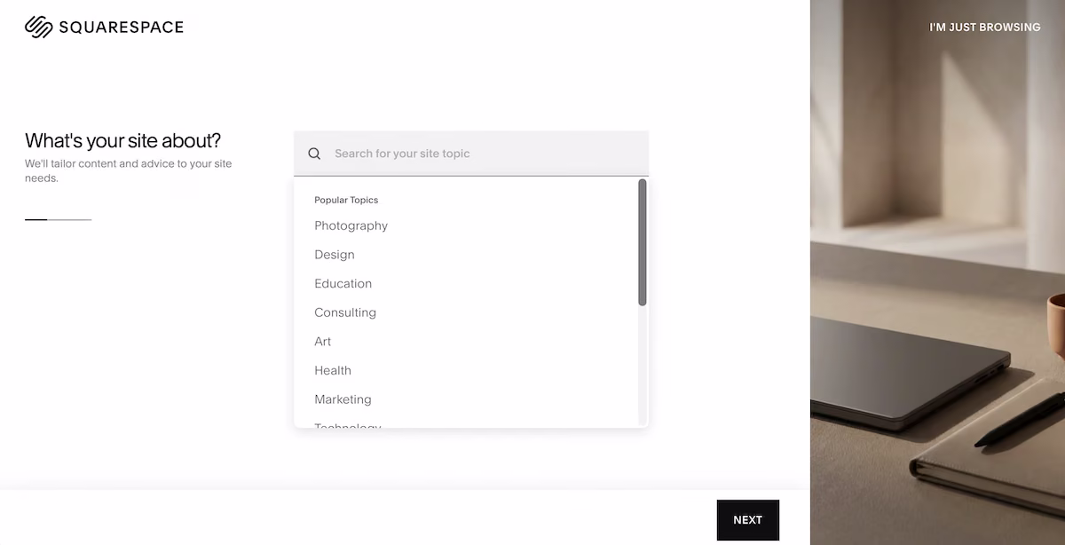 squarespace topic picker