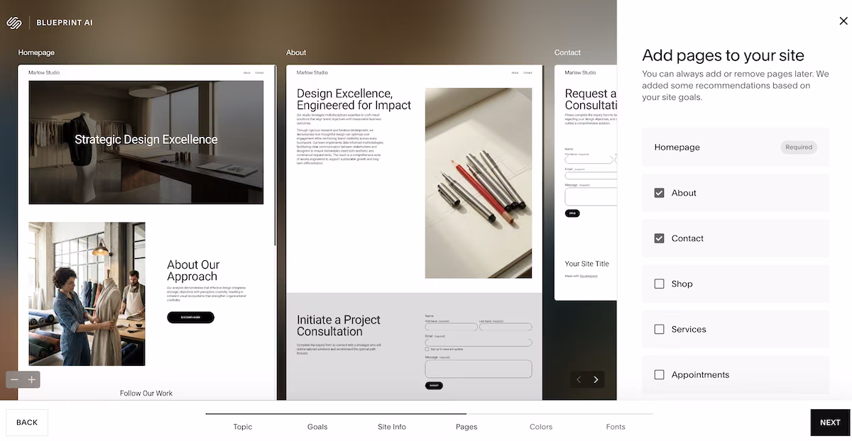squarespace blueprint ai