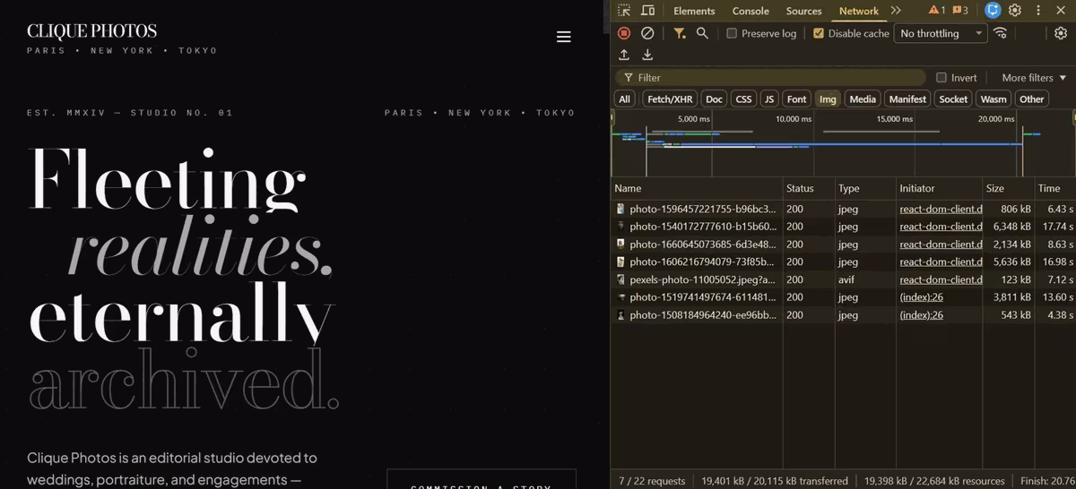 fast optimized galleries for your photography website