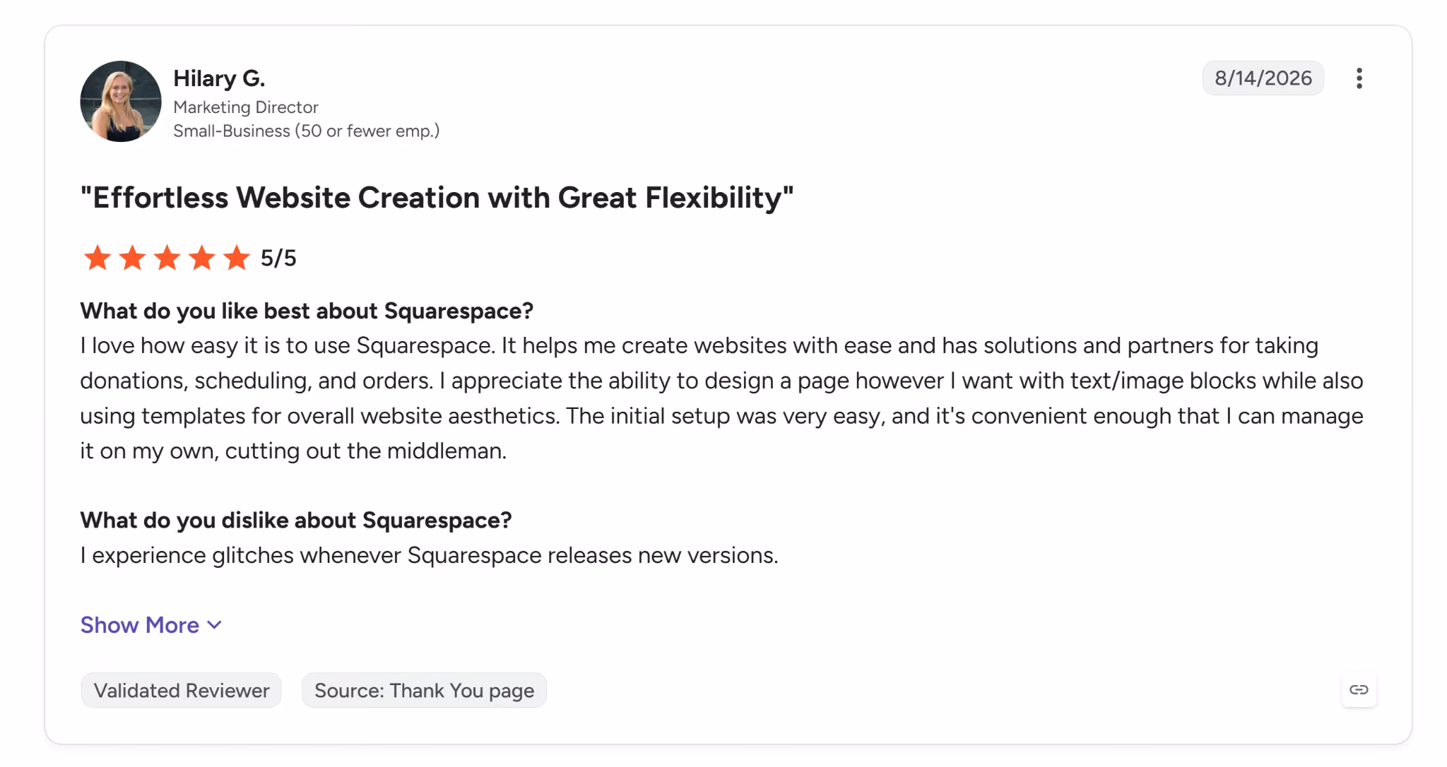 squarespace g2 review