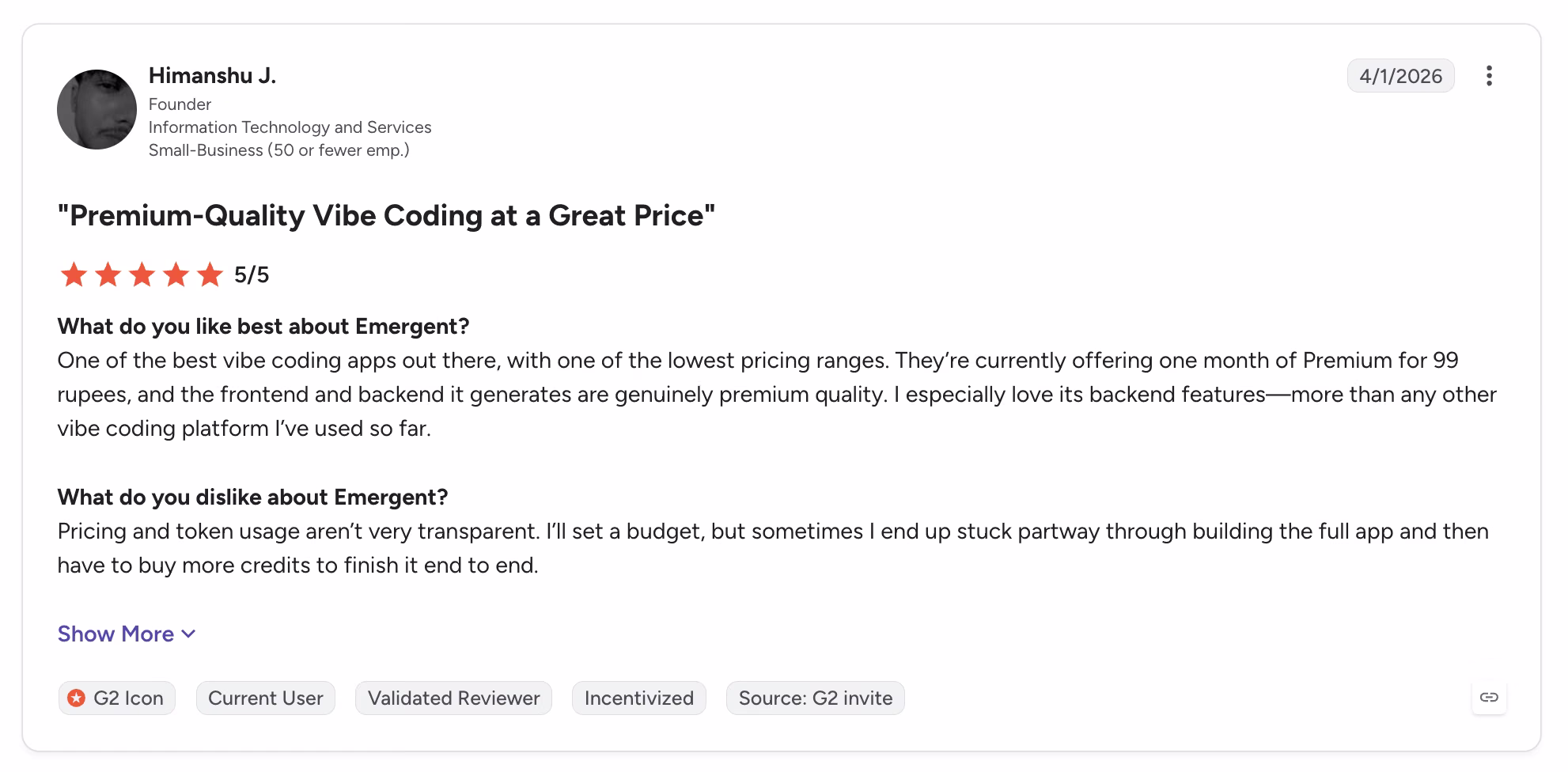 emergent product hunt review