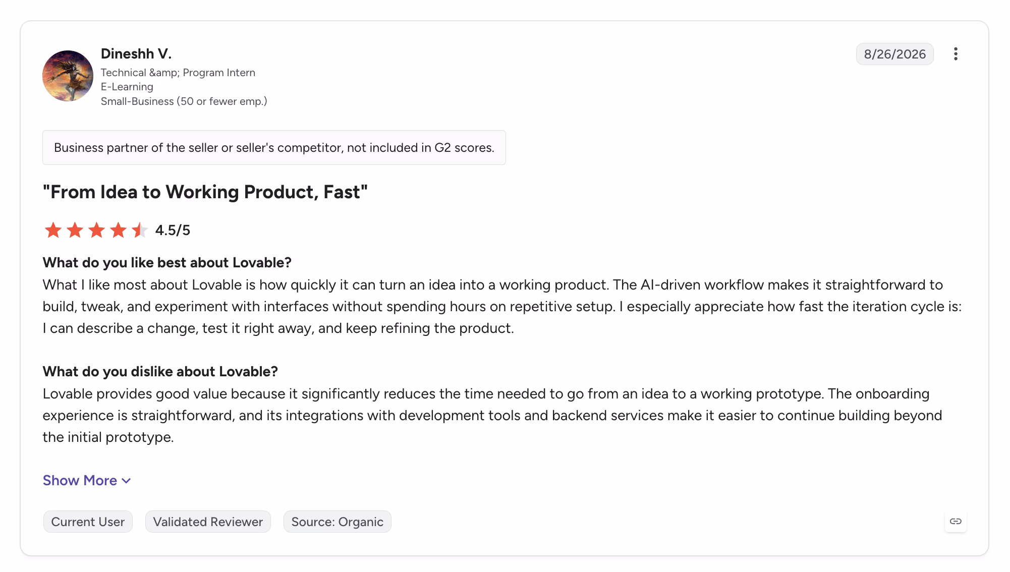 lovable g2 review