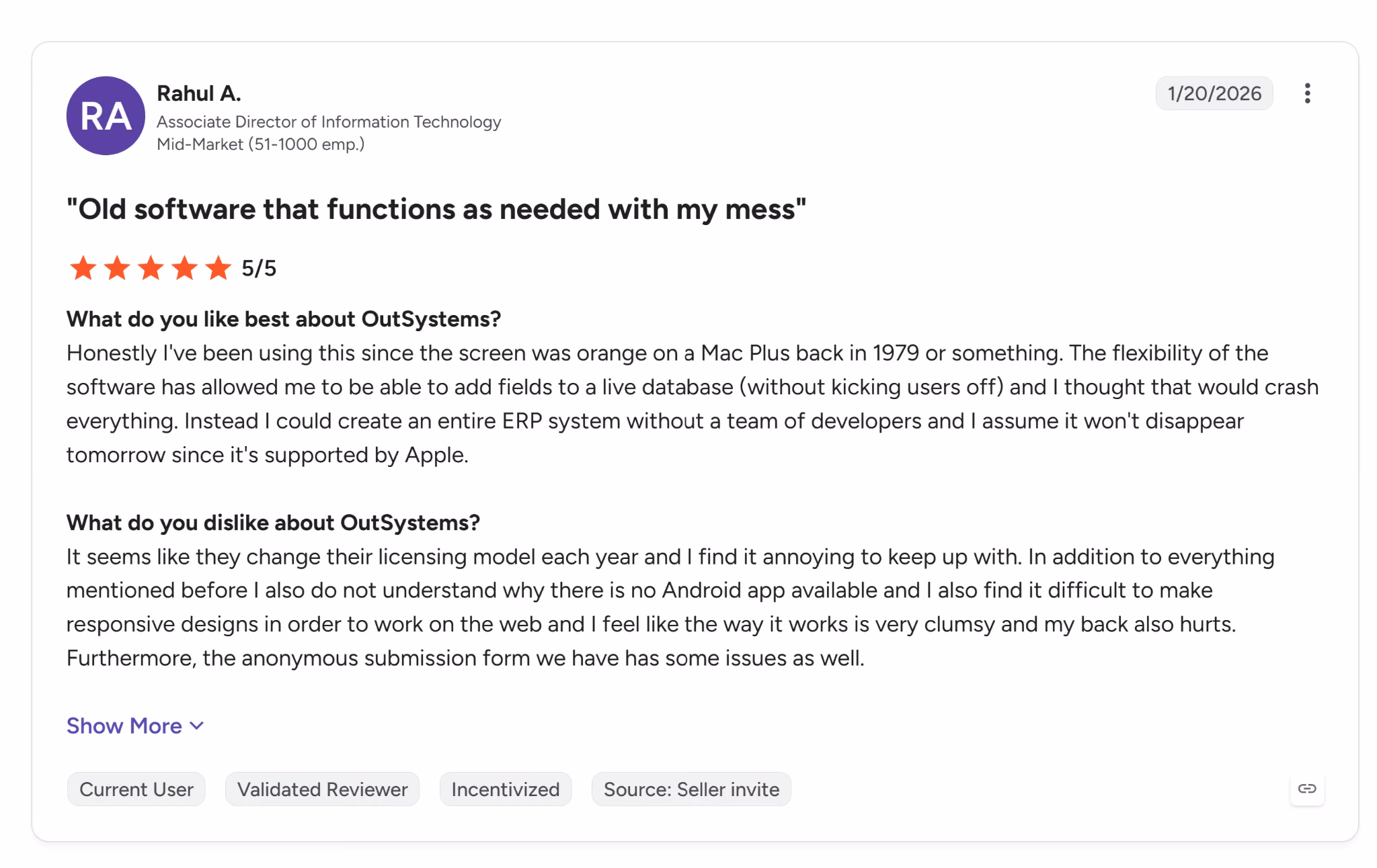outsystems review by rahul