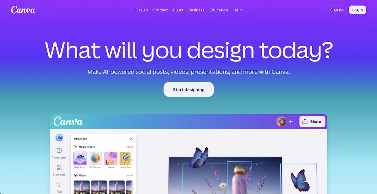 canva best for editorial portfolios from one description