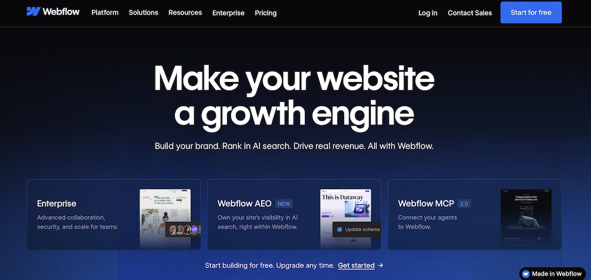 webflow best for portfolios that will grow