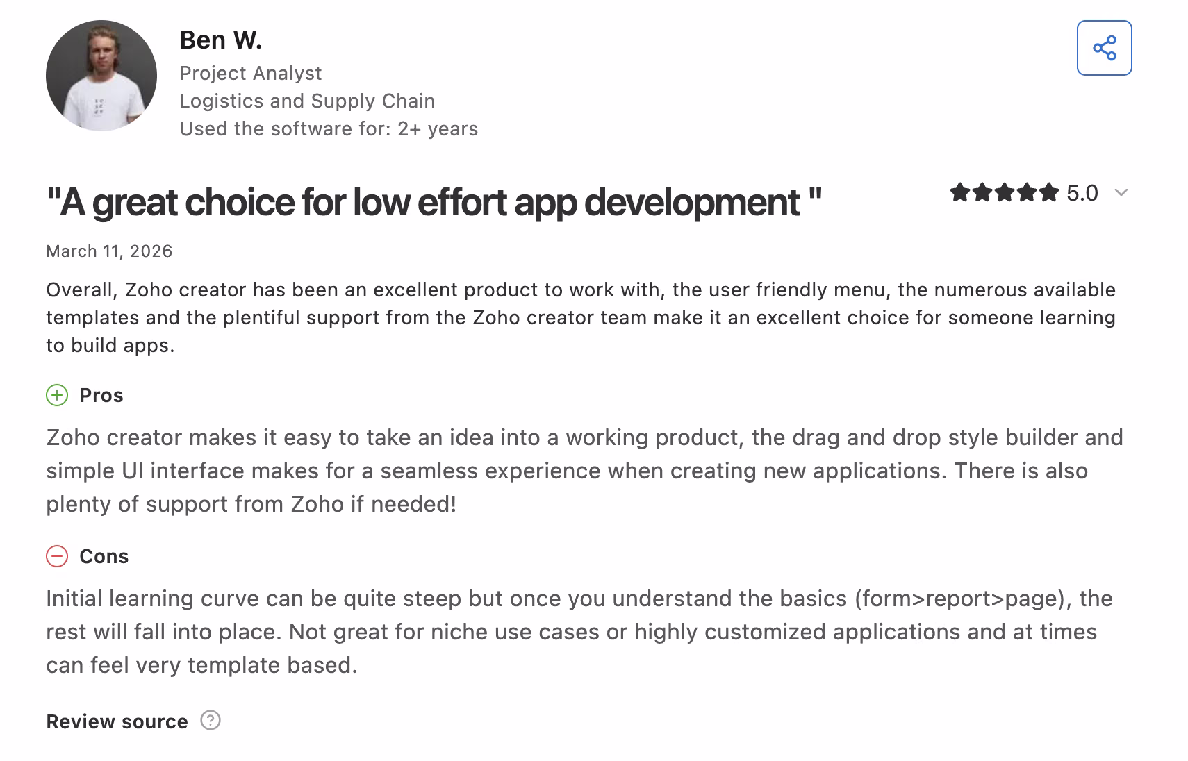 zoho creator review by ben