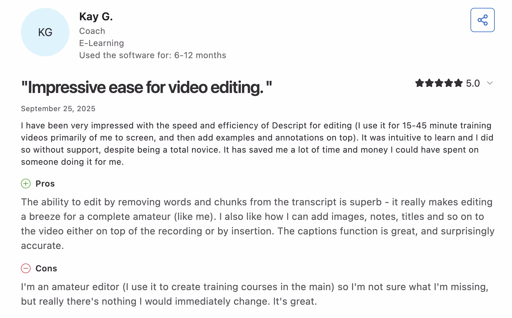 descript capterra review