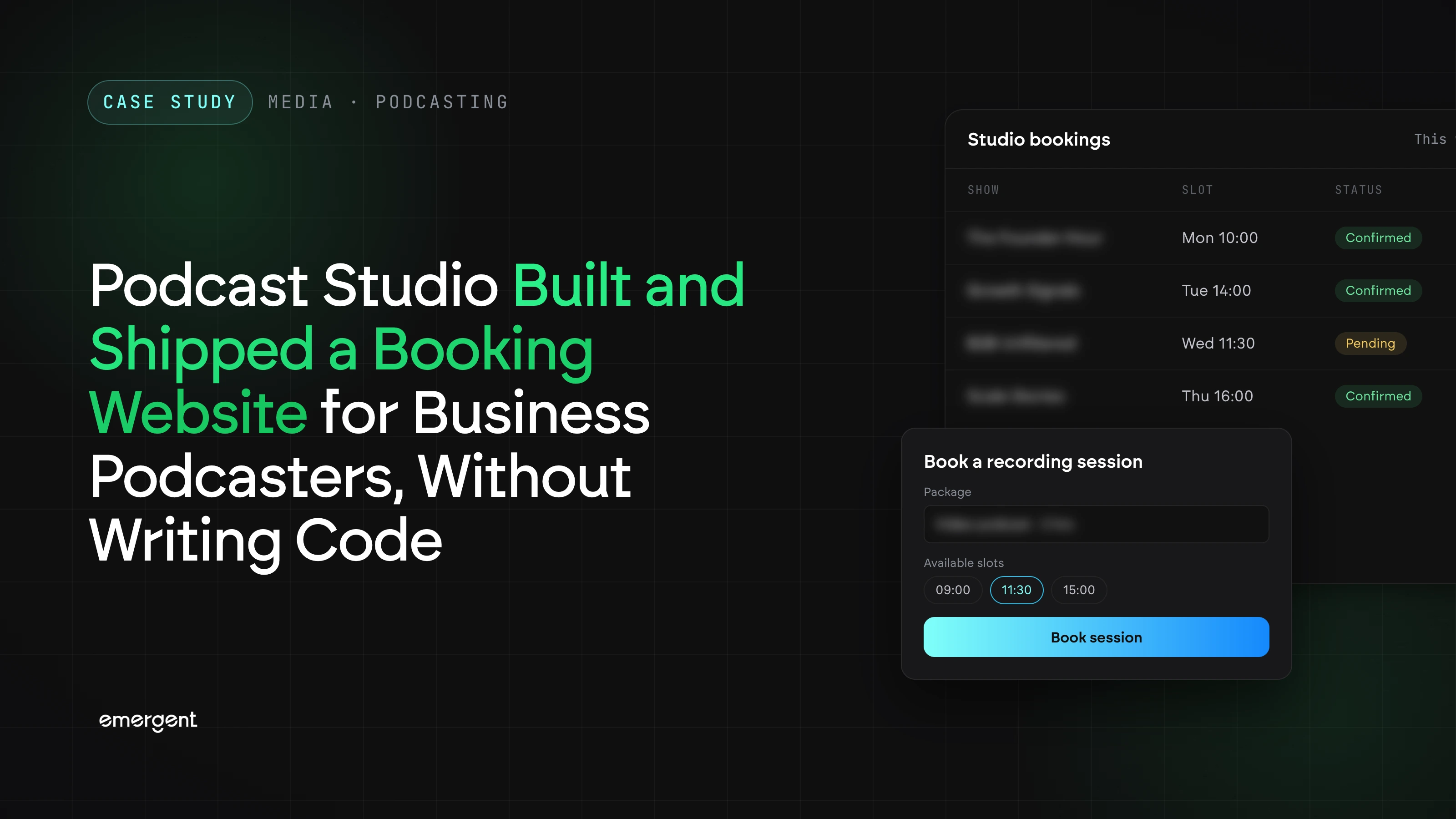 Podcast Studio Built and Shipped a Booking Website for Business Podcasters, Without Writing Code