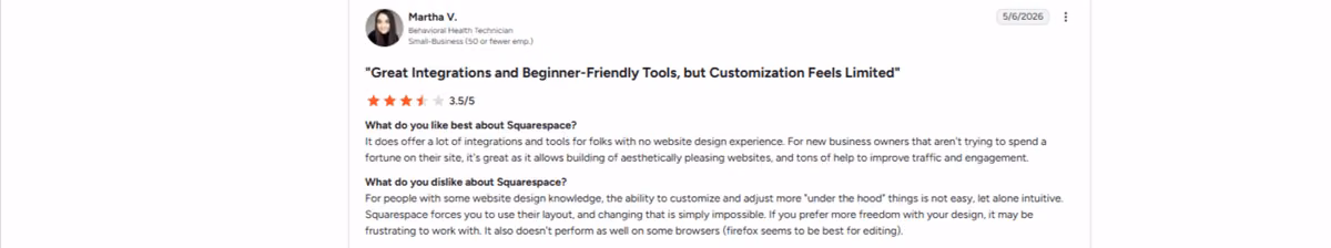 squarespace review by martha