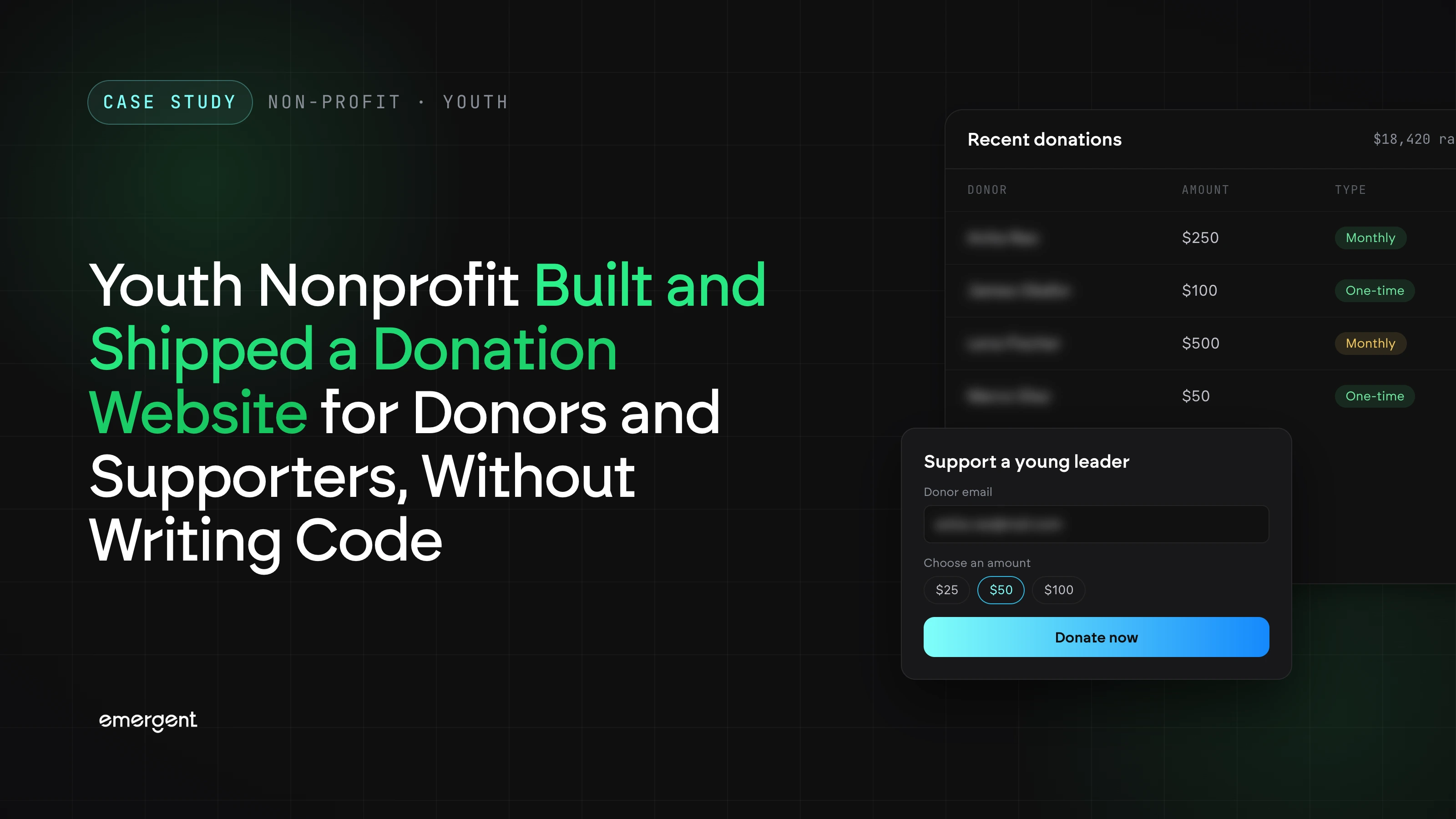 Youth Nonprofit Built and Shipped a Donation Website for Donors and Supporters, Without Writing Code