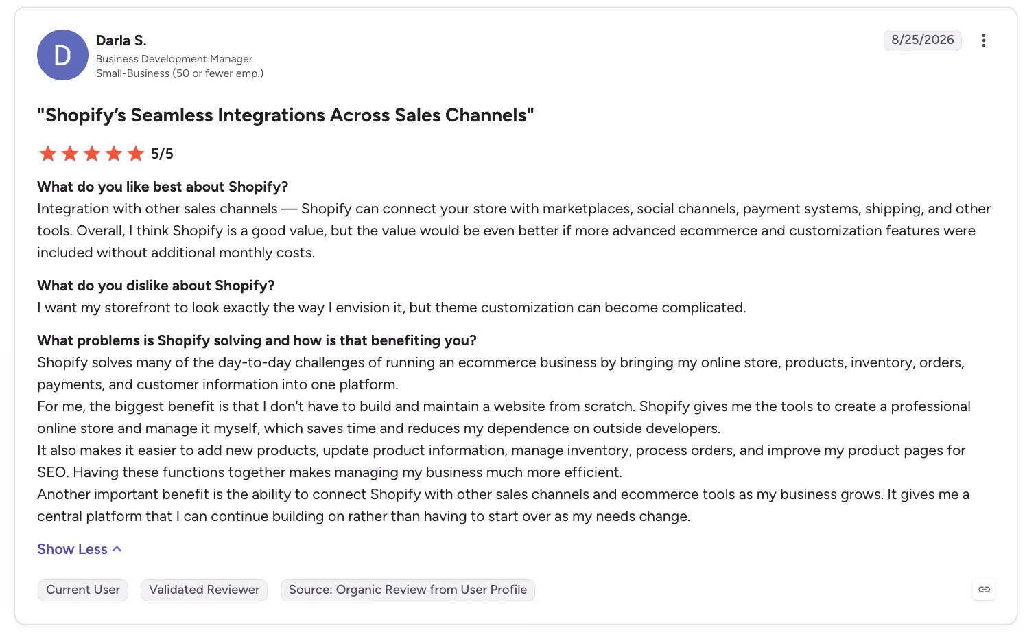 shopify review by darla