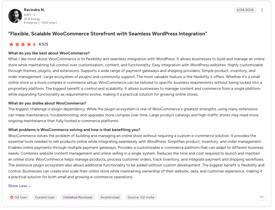 woocommerce review by ravindra