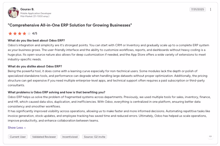odoo review by gourav
