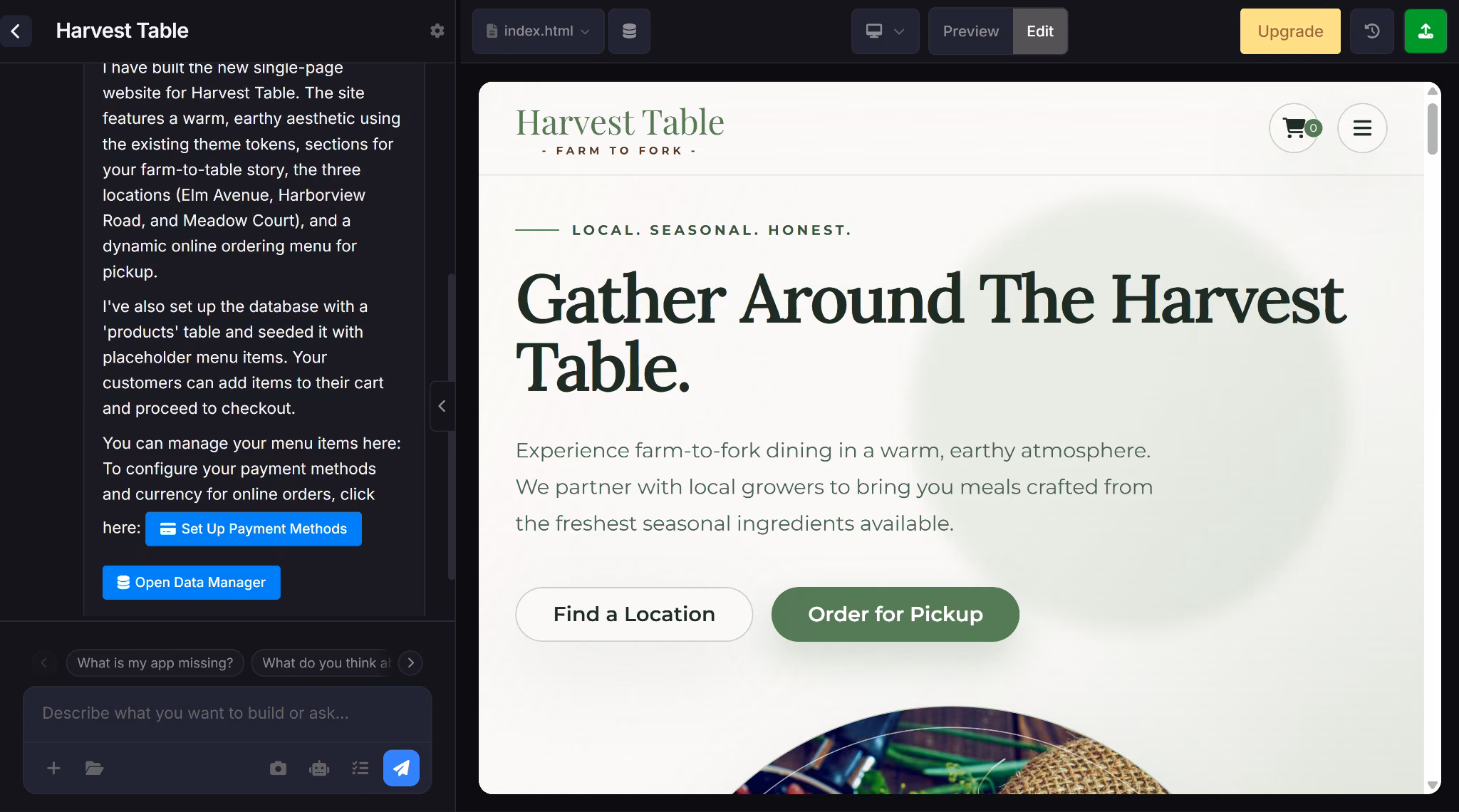 site123 free restaurant website builder