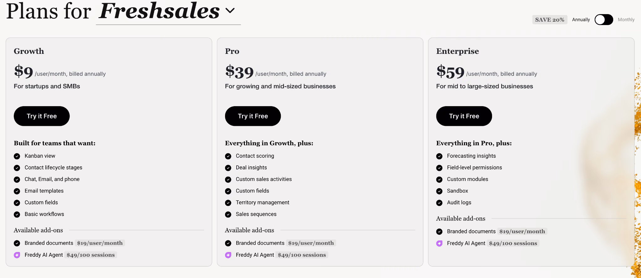 freshsales pricing