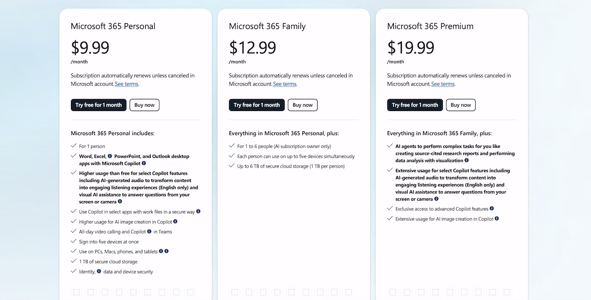 microsoft copilot pricing