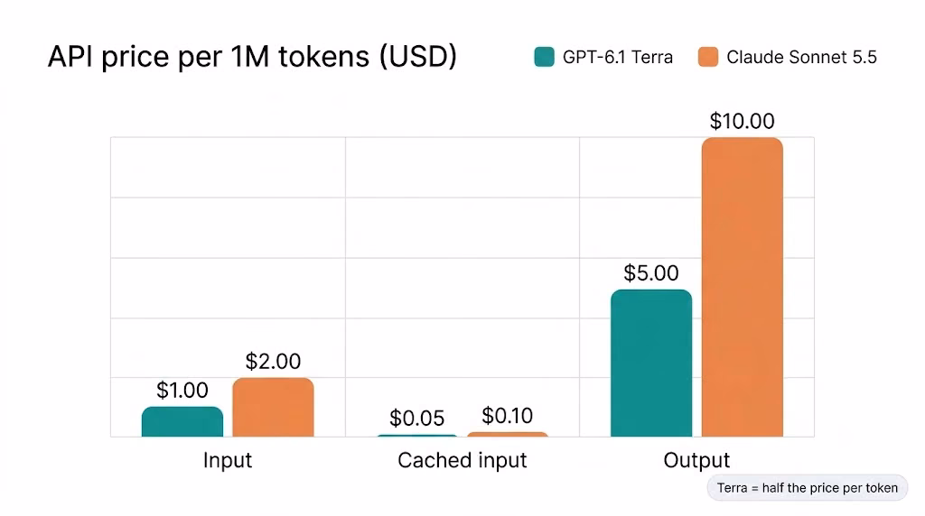 standard api gpt 61 terra vs sonnet 55 pricing
