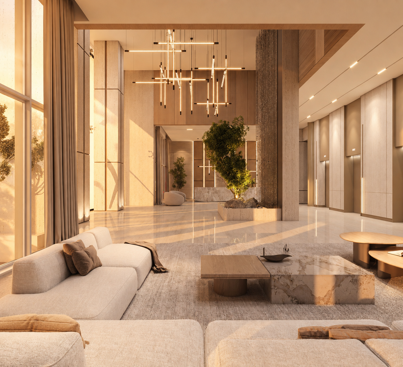 BAMX luxury residential building grand lobby interior