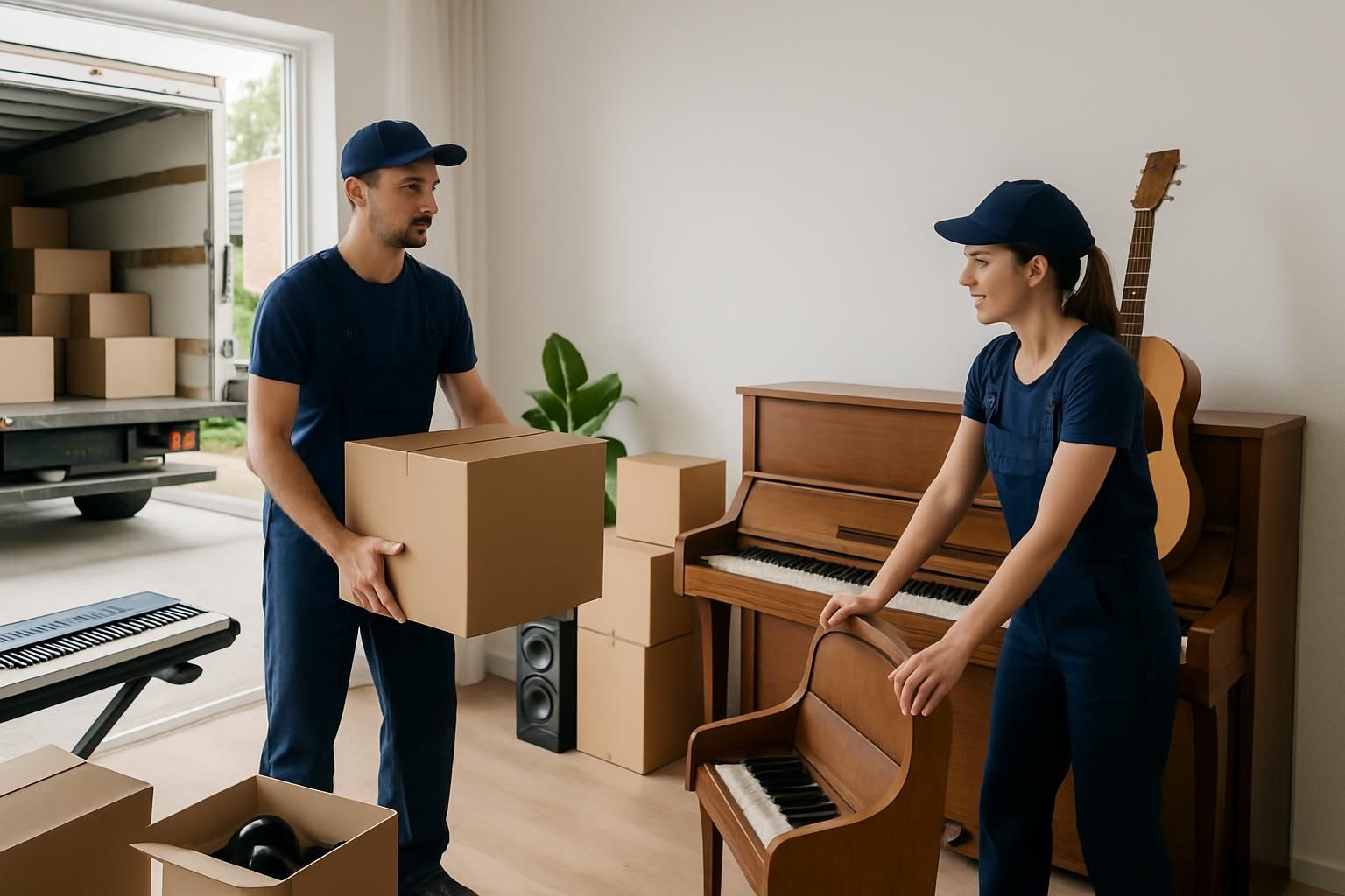 moving & storage service: loading a truck