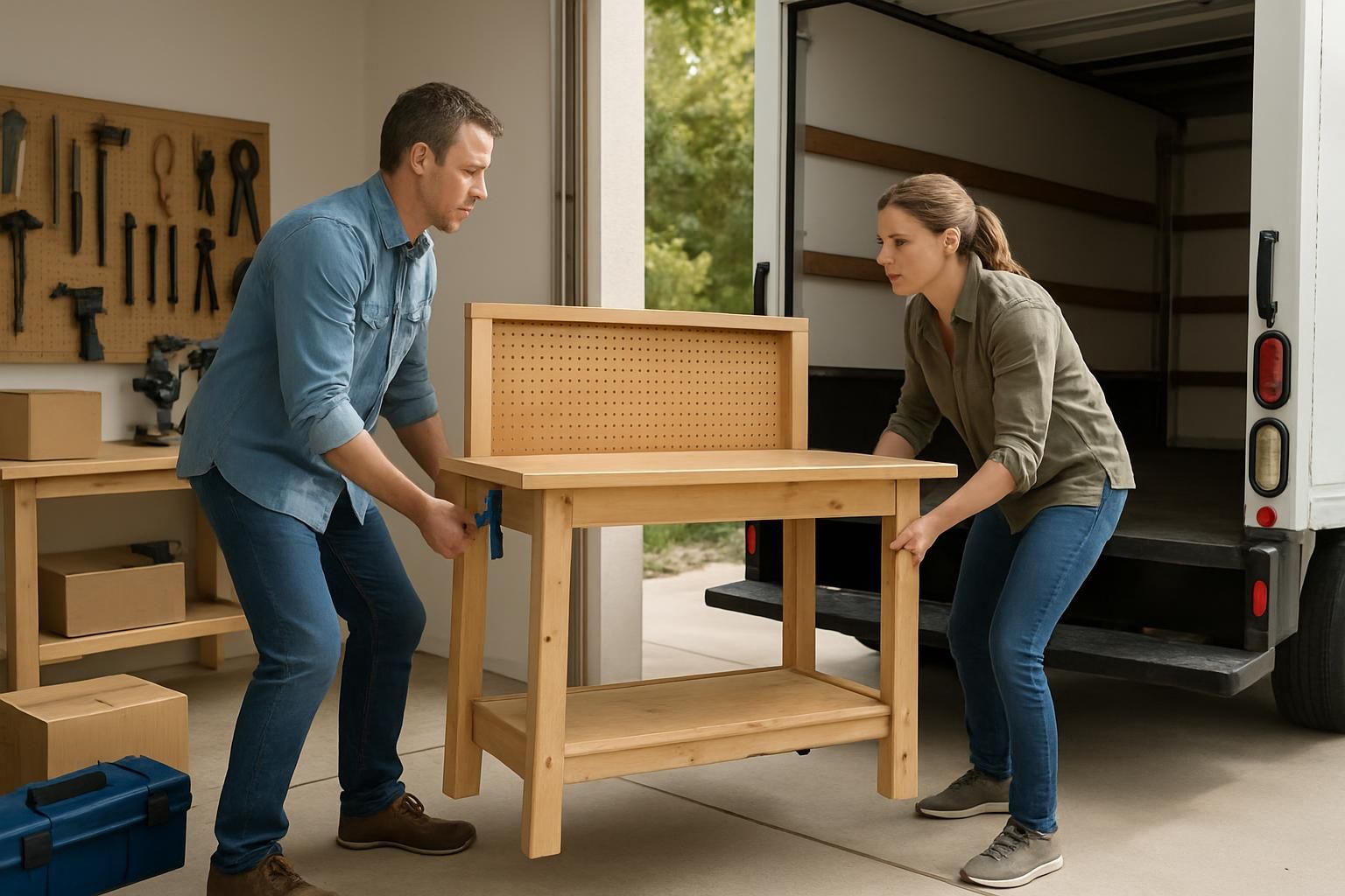 moving & storage service: loading a truck