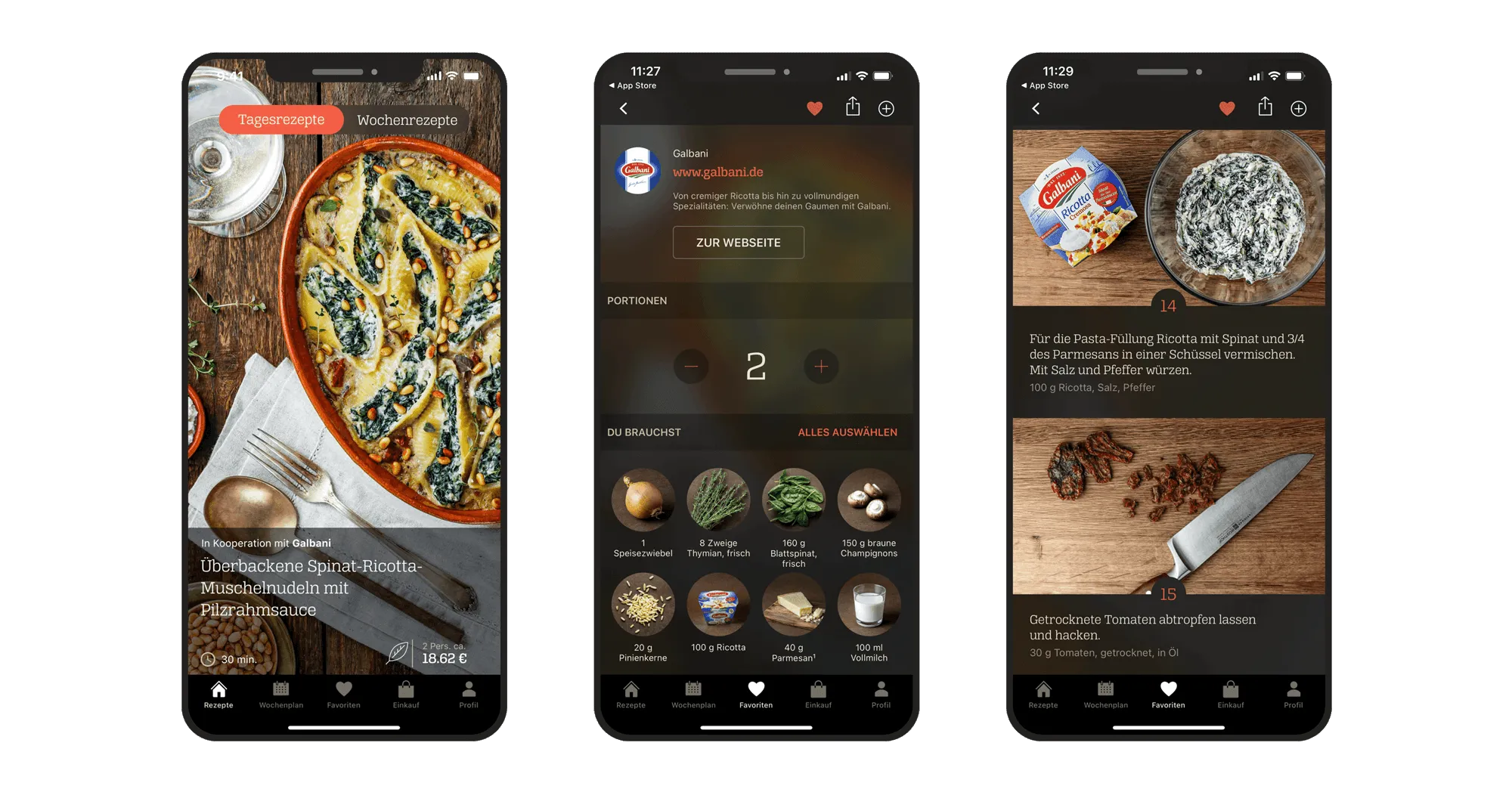 Three Screens of KptnCook App