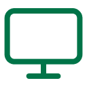 a green line drawing of a computer monitor
