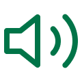 a green line drawing of the volume icon