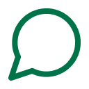 a green line drawing of a chat bubble