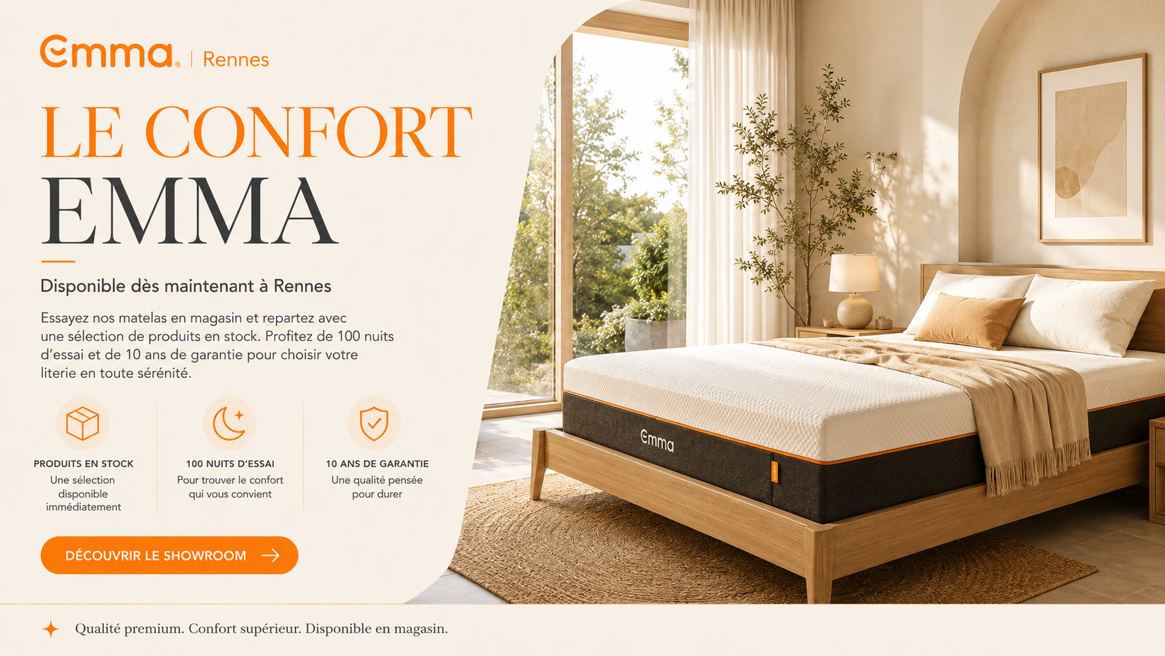 Le confort Emma disponible à Rennes - matelas en stock, 100 nuits d'essai, magasin de Melesse