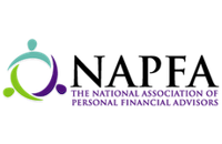 Logo of The National Association of Personal Financial Advisors with a circular abstract design in blue, purple, and green.