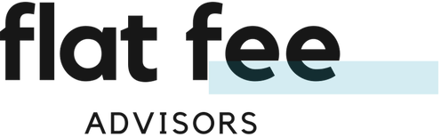 Flat Fee Advisors logo with stylized text and blue horizontal line.