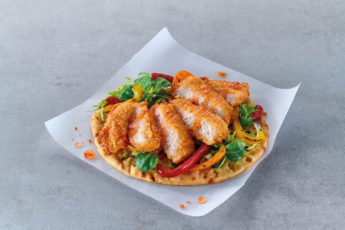 Vista Foods Chicken Fillet sliced and on flatbread