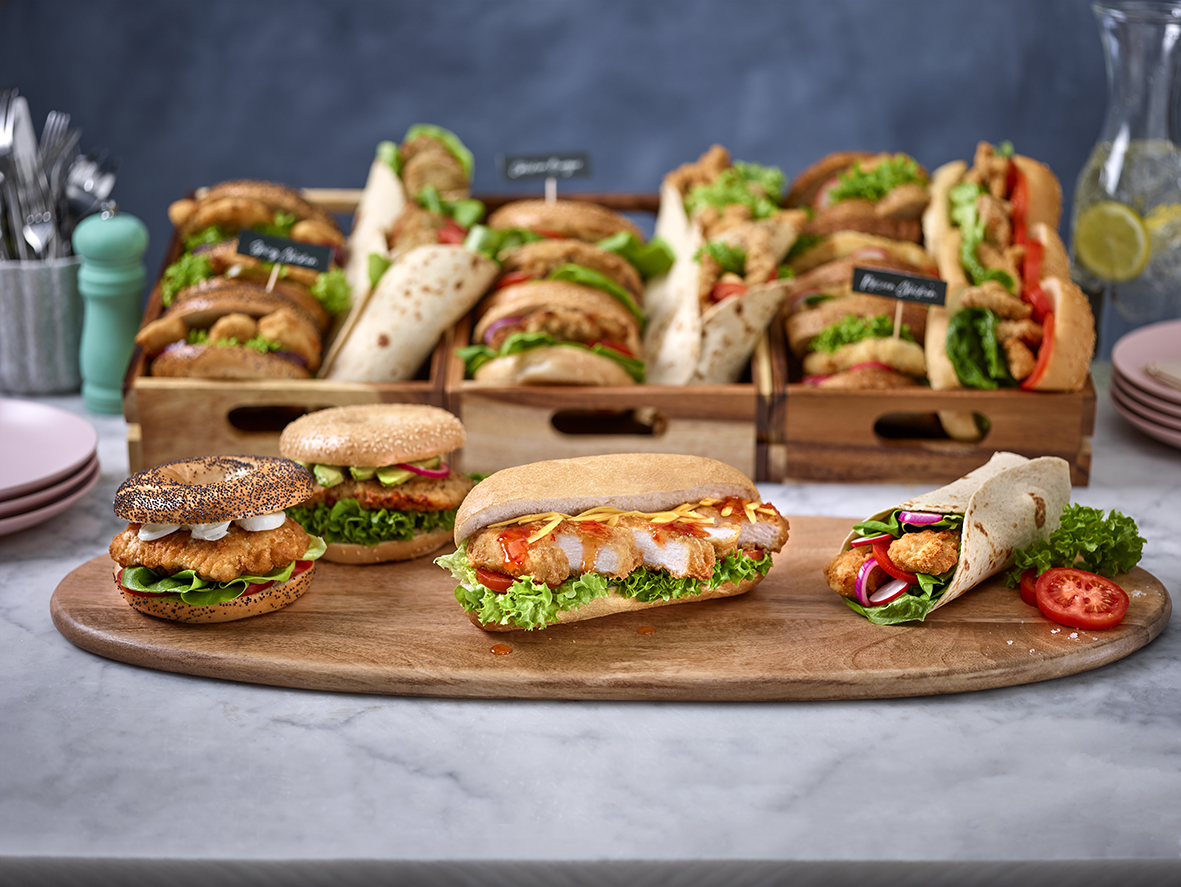 Range of Vista Foods Chicken products in sandwiches and wraps