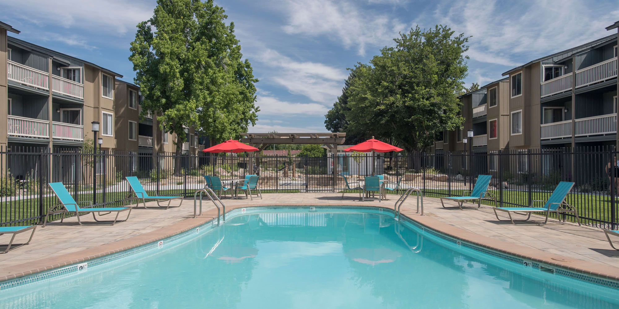 Swimming pool with lounge chairs