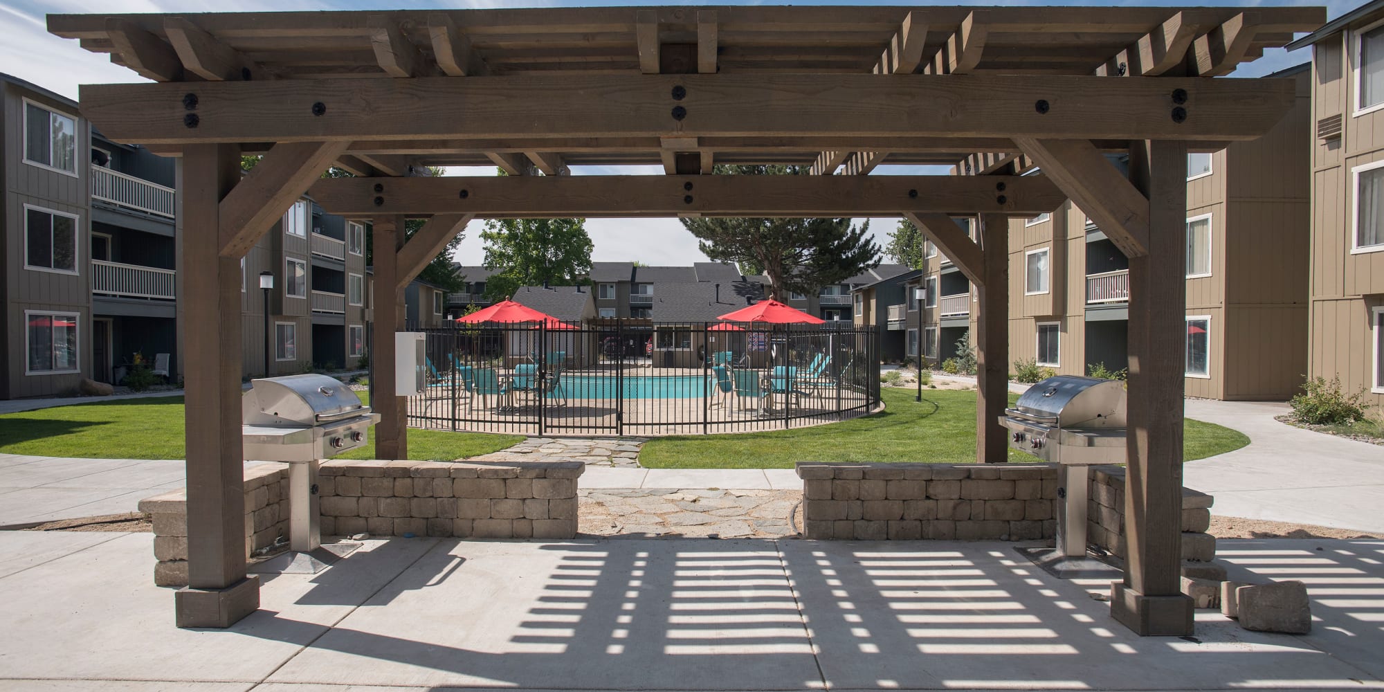 Picnic area with grills under cabana