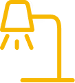 Icône minimaliste d'un poste de travail informatique avec un écran et une chaise.