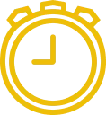 Icône d'un chronomètre jaune avec l'aiguille des minutes à la position 3 heures
