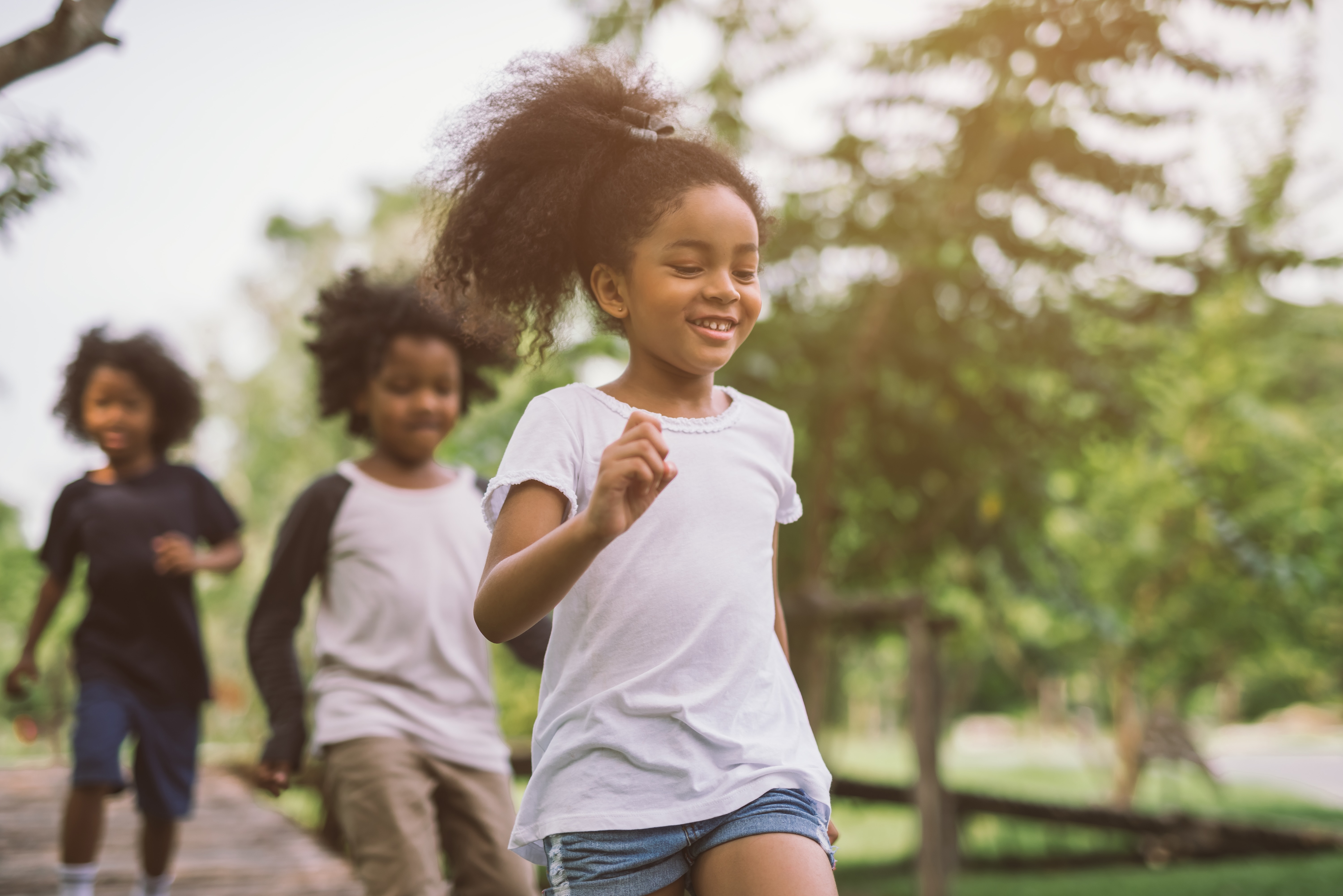 Kids running stock image