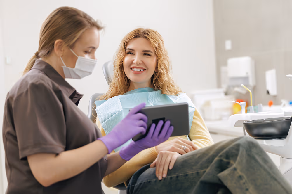 Relaxed patient before dental implant surgery in a modern clinic