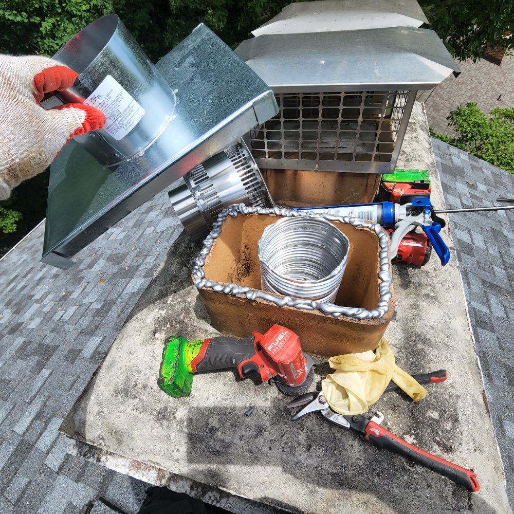 Water heater and furnace chimney liner installation in Kensington MD by Tim Whistler Plumbing
