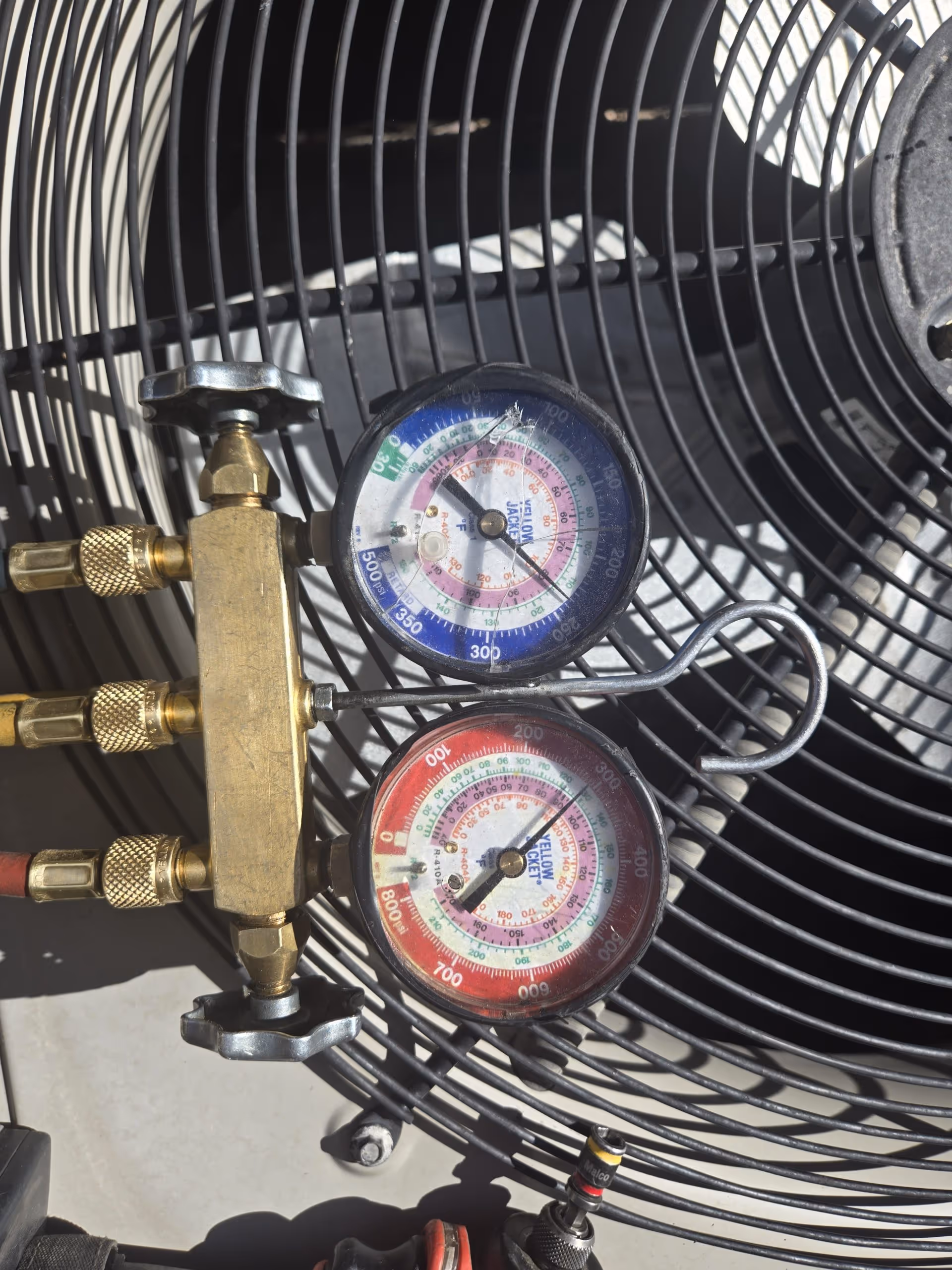 Refrigerant pressure testing with manifold gauges in McLean VA by Tim Whistler Plumbing