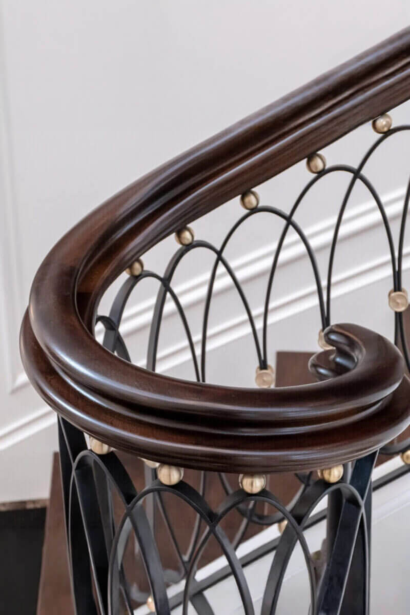 Photo of a handrail volute that I carved.