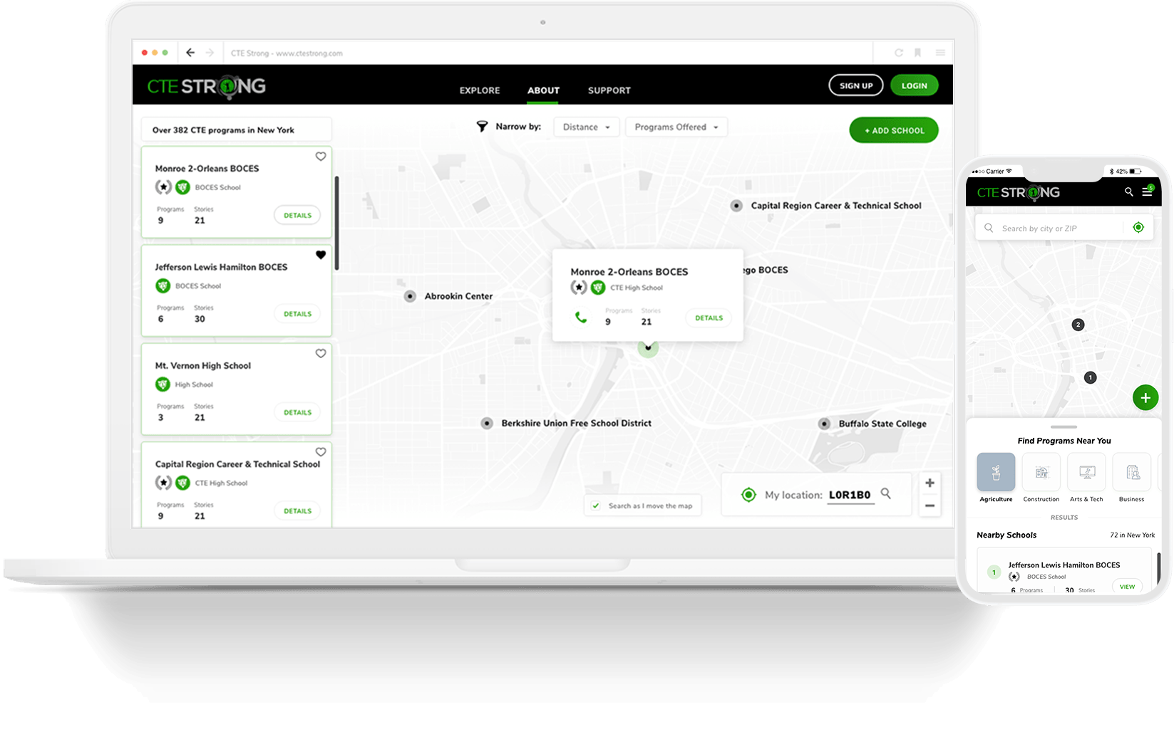 A photo of an interface designed for the CTE Strong platform.