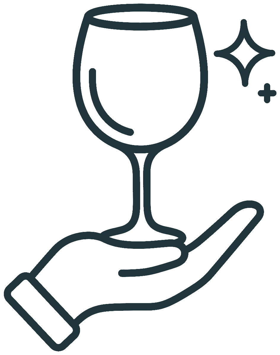 Icon of a fragile glass cup inside packaging, indicating careful handling for fragile items.