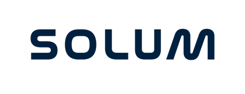 Logo text reading SOLUM in simple dark blue font on a white background.