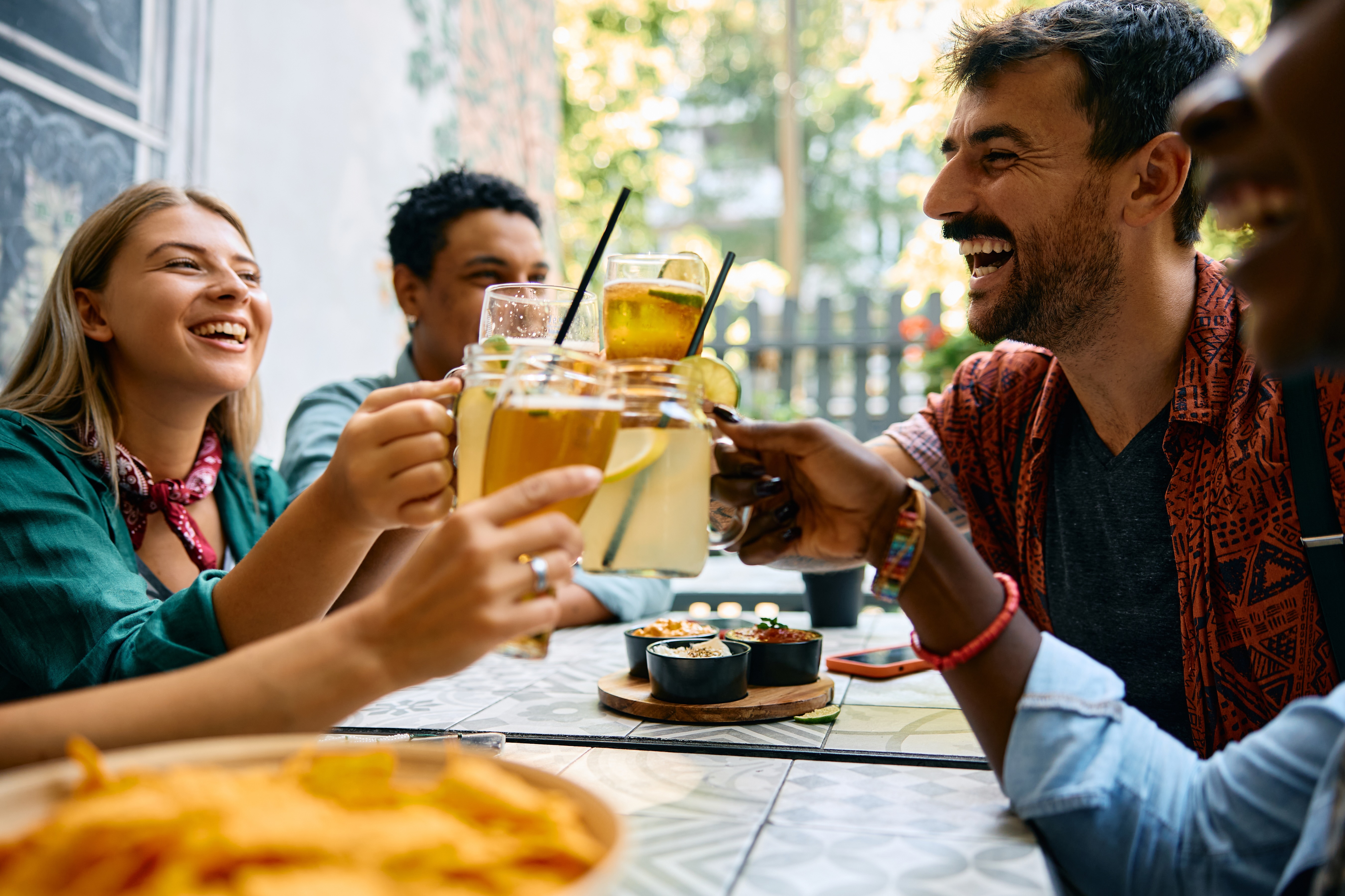 Friends eating stock photo