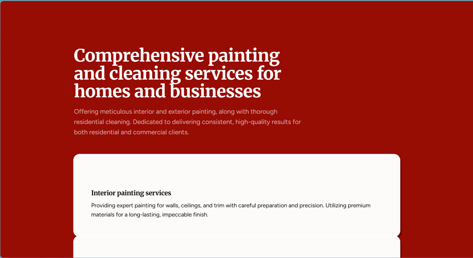 Section 2 of created website
