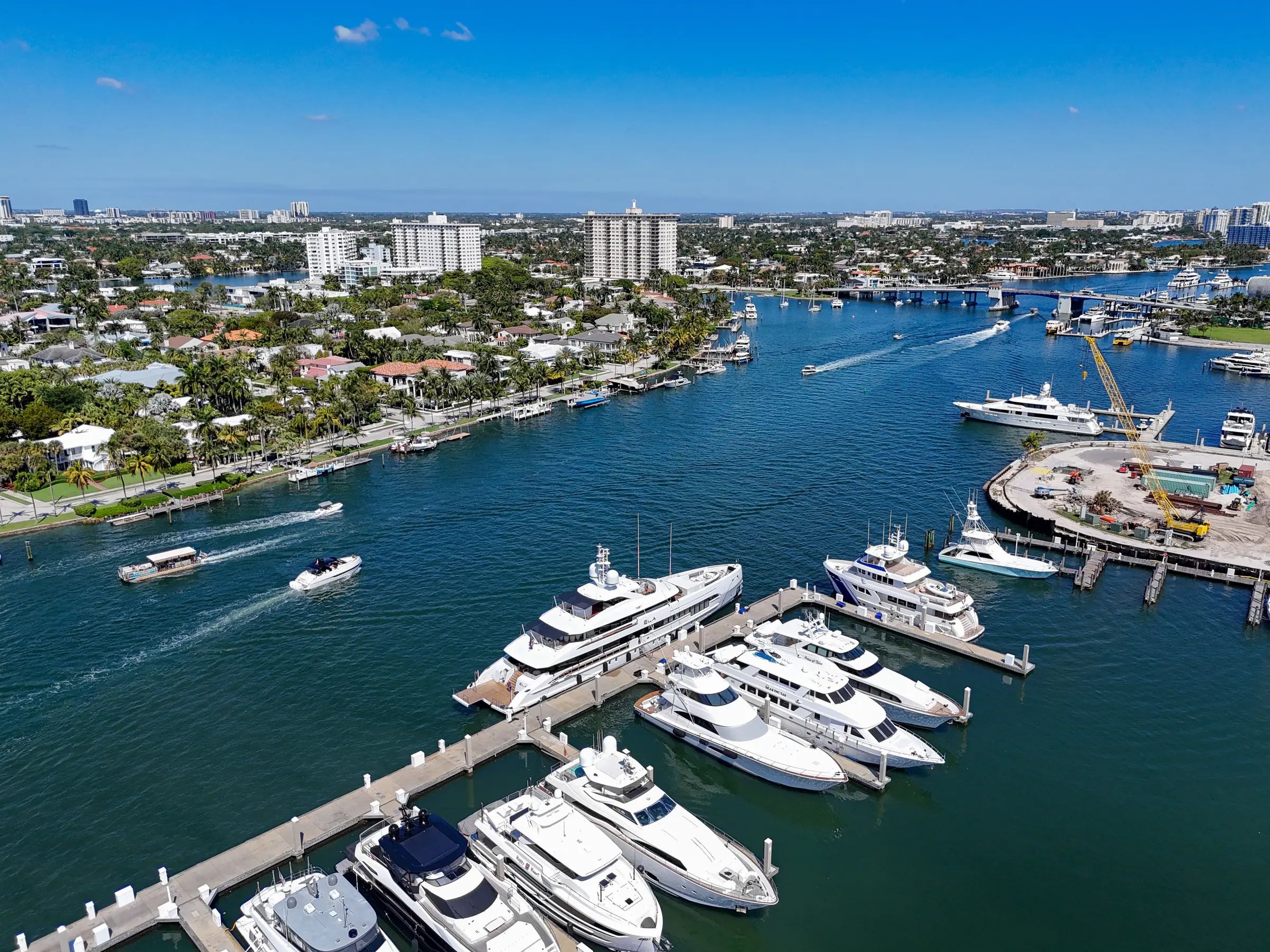 Yachts docked along the Fort Lauderdale Intracoastal