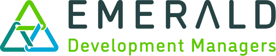 Emerald logo with interlocking triangles and text Development Managers.