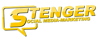 Stenger Social-Media-Marketing-Logo mit Sprechblasen-Design.